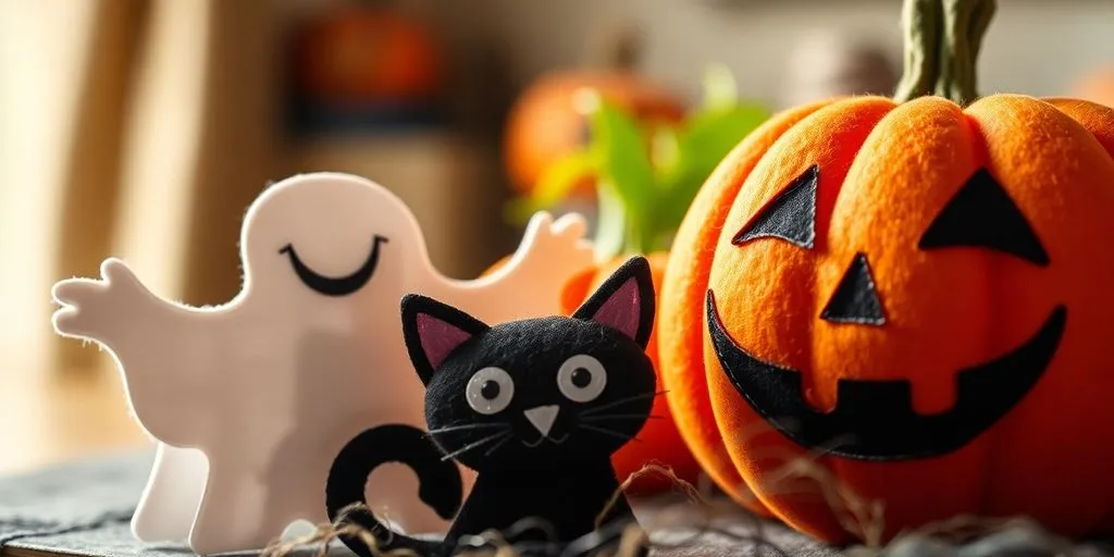 Spöklika halloweenfigurer och dekorationer