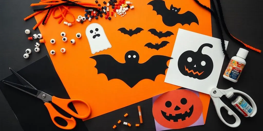 Halloweentema med spöken, pumpor och fladdermöss