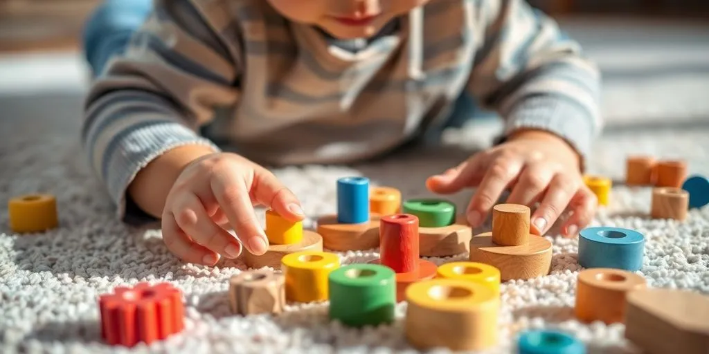 Barn leker med pedagogiska leksaker