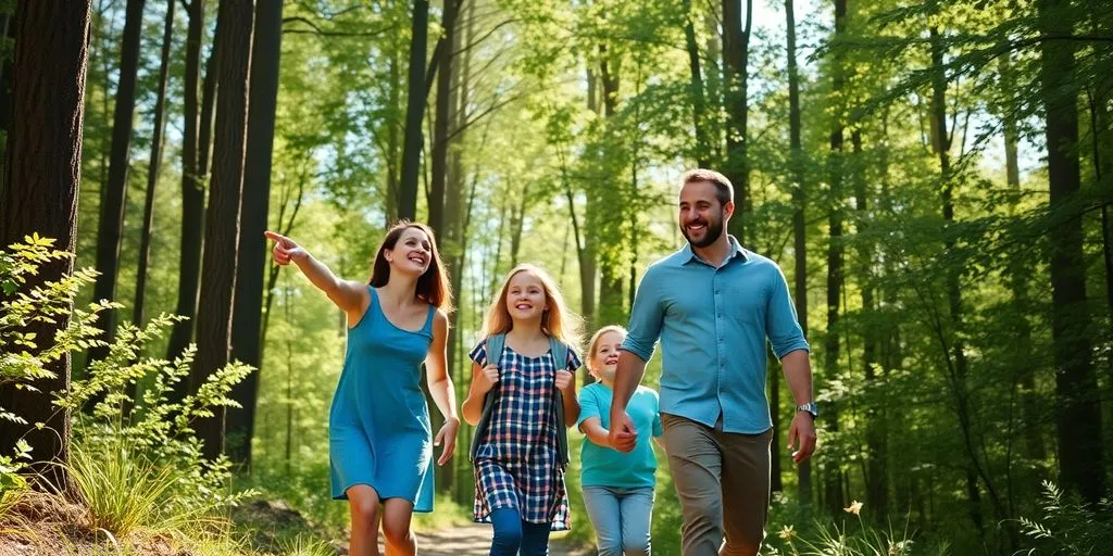 Familj utforskar svensk natur